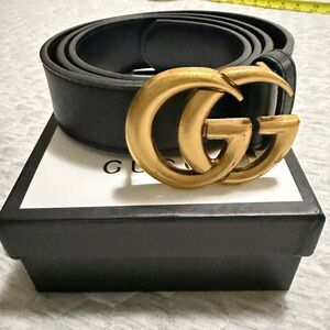 Black Belt with Gold GG Buckle